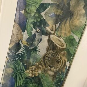 Sheer Tropical Tiger & Bird Scarf